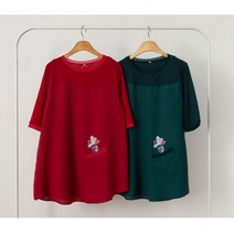 들러붙지 않는 러블리 A라인 롱 블라우스 무지티셔츠 엄마옷 마담 미시여성의류 빅사이즈 프린트 프린팅 반팔 라운드 여름옷 시원한옷 넉넉한 펑퍼짐
