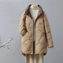 여자 겨울 미디 스탠드 카라 패딩점퍼 경량 누빔 퀄팅 하프 다운코트 트렌치