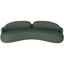 북유럽 소파 미용실 대기의자 라운드형 벤치 가죽, 콤비네이션 더블 170cm 화이트 오렌지