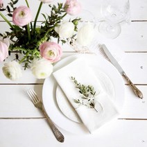 웨딩포 리넨 냅킨 화이트 Linen Napkin Poly white 40X40cm/ 45X45cm, 4개
