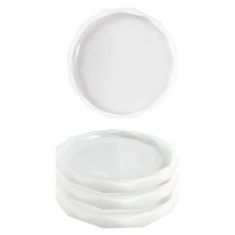 수지 주조 용 4Pack 코스터 몰드 마노 슬라이스 컵 받침 컵 매트 홈 장식 만들기를위한 에폭시 수지 실리콘 몰드, 투명한 흰색