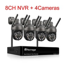 Techage 무선 비디오 보안 카메라 시스템 야외 양방향 오디오 와이파이 IP 카메라 P2P CCTV 감시 NVR 키, 02 8CH NVR 4 Camera C_03 3T