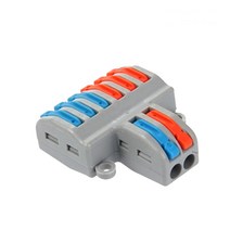 전선 연결 6:2 커플러 조립식 구분 확장 레버형 조립식 DC전원 전용 터미널 블록 주황 파랑