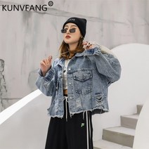 데님점퍼 상의 하라쥬크 풍구냄새 트렌드 숏 BF 무드 봄 가을 룩 와이드 루즈핏 슬림핏 2606269495