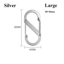 ShineTrip-알루미늄 합금 S 모양 카라비너 클립 야외 등산 캠핑 EDC 스프링 키 체인 후크 더블 잠금 버클 대형, [06] 88x40mmSilver