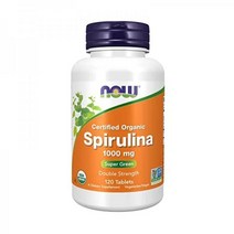 NOW 스피루리나 분말 Spirulina 1000 mg Double Strength Vitamin A 120 정