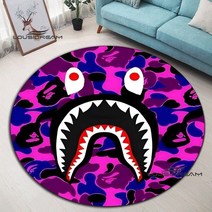 원형러그패션 Bape 라운드 카펫 3D 인쇄 목욕 원숭이 러그 거실 침실 어린이 서재 장식 바닥 매트