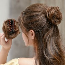 톡톡창고 똥머리 볼륨 집게핀 여자 당고 올림 머리 가발 가발핀 부분 가발집게, 1.생머리-다크브라운