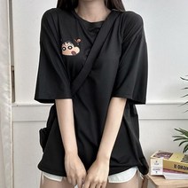 여성 짱구 반팔티 캐주얼 티셔츠 오버핏 루즈핏