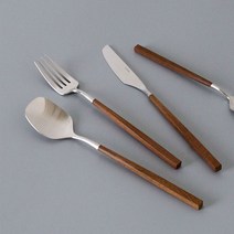 골든벨 큐브 사각 스퀘어 메이플우드 커트러리 양식기 디너 3종 세트, 디너3종세트(스푼+포크+나이프)