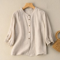바바라옷장 B_220883 - 린넨 7부 블라우스/면/러블리/빅사이즈/오버핏/루즈핏/데일리/엄마옷/임부복