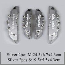 4Pcs / 3D ABS 자동차 브레이크 캘리퍼스 디스크 볼보 XC90 S60 CX60 S80 V40 S40 V60 V90, 10 4Pcs M and S Silver