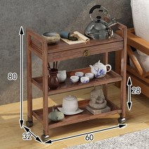 원목 이동식 카트 트롤리 3단 서빙 업소용 주방 웨건 이케아 무빙 선반, N