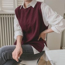 레이어드 하기 좋은 얇은 리본매듭 니트 조끼 4색