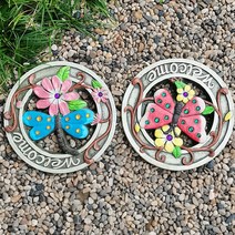 웰컴 디딤돌 계단 어린이집 유치원 잔디 장식 정원 조경 인테리어 소품, 나비