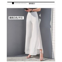 2023 쉬폰 퀼로트 하이 웨이스트 바지 L 스커트 거즈 루즈 슈아이 쿠 스트레이트 캐주얼 팬츠 슬릿 와이드 레그 팬츠 여성