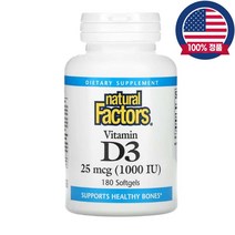 네추럴 팩터스 비타민 D3 25mcg 1000IU 소프트젤180정 콜레칼시페롤 아마씨오일