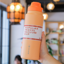 Tormays 스텐 빨대텀블러 대용량 보온보냉병, 830ml, 오렌지