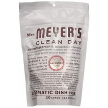 미세스 메이어스 식기 세척기 세제 20팩 3봉 라벤더 클린 데이 Mrs Meyer's Clean Day Auto Dish Packet Lavender 12.7 Oz, 1세트