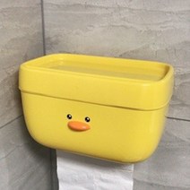 무타공 병아리휴지케이스 핸드폰홀더 방수 화장실휴지걸이 매립형 선반 인462896 L6, 단일사이즈, 작은노란오리박스+핑크토끼수건