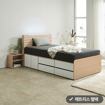 퍼즐 LED+USB형 높은 2단서랍침대 SS (도어우측형1+서랍2) (매트 미포함), 메이플화이트