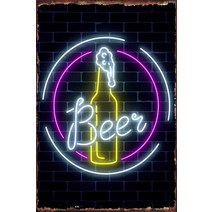 led글씨 네온바 네온 바 오픈 장식 금속 로그인 틴 플레이트 벽 룸 레트로 빈티지 홈 클럽 남자 동굴 카페, 09 Navy Blue_01 20x30cm