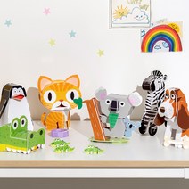 여러종류의 동물 퍼즐 입체종이조립 어린이 만들기재료인기 diy 어린이만들기 재료 집콕놀이 키트 초등집콕놀이 유아집콕놀이, 기린