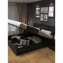 모던 대용량 수납 리프트업 침대 공간 그레이 공간, 하얀 침대 1000mmx1900mm
