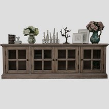 오크나무 티비다이 높은 거실장 tv 선반 수납장 원목, 브라운 1.8m