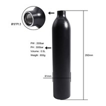 0.5L HPA 탱크 4500PSI 공기 병 레귤레이터 알루미늄 합금 실린더 슈팅 수족관 다이빙, M18 전용 병