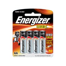 에너자이저 맥스 알카라인 건전지 AA 4입, 1팩