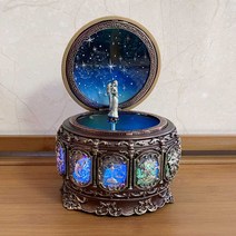 오르골 오브제 공예품 박스 보석함 미니 소품샵, 회전목마