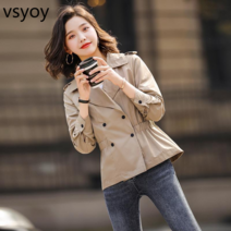 vsyoy 코트 여성 봄과 가을 2022 올해 새로운 초가을 패션 외국 스타일 작은 짧은 조커 윈드 브레이커