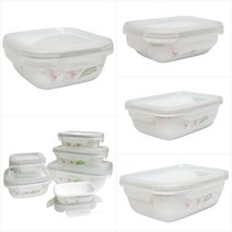 코렐 백합 비트렐 유리식기 뚜껑찬통시리즈-6종 직사각 정사각 200ml-1.9L, 3번)백합 직사각 뚜껑찬통-대-1.0L