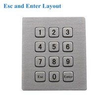 메탈키패드12 키 스테인레스 스틸 금속 방수 산업용 IP65 3x4 키오스크 숫자 키패드, 한개옵션2, 02 Esc and Enter Layout, 01 USB Interface