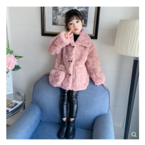 KK0360 여아 키즈 주니어 밍크털 무스탕 폭스퍼 페이크퍼 카라넥 미디 코트 자켓 점퍼 패딩 아우터 아동복