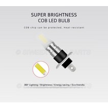 H1 H3 COB 자동차 LED 전구 안개등 운전 러닝 램프 12V DC 화이트 레드 블루 옐로우 그린 핑크 2 개, 01 H1, 01 white