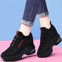 여성 7cm 발편한 에어 삭스 키높이운동화 하이탑 스니커즈 여자 통굽 워킹화 신발