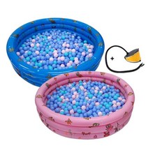 베이비캠프 130cm 대형 원형 풀장+발펌프+볼200개 3종기획세트, 블루/단일상품