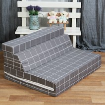 조은집 순면 5단 접이식 매트리스 + 베개커버(40*60)+ 베개솜 /세트제품, 그레이체크