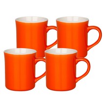 머그컵 인기모음 100종 4p 세트 머그컵 화이트머그 칼라머그 컵, 1개, 카페라떼 머그 오렌지 4p