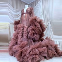 퍼프 러플 임산부 얇은 명주 그로스 가운 사진 촬영 러플 임산부 드레스 베이비 샤워 베이비 샤워, 32.M  5