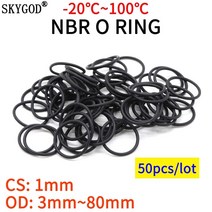 고무 오링 50pcs nbr o 링 씰 가스켓 두께 cs 1mm od 3 와셔 1세트, 외경 50mm 내경 48mm, 검은색