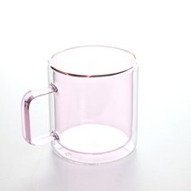 모던 이중 내열유리 머그컵, 1p, 핑크