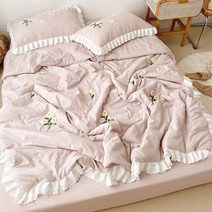 프리미엄모달호텔침구 이블 극세사이불 세사 패드 여르이불 이불 꽃 수 놓은 세척 면화 던지기 담요 부드러운 침대보 핑크 귀여운 이불 침대 커버 3pcs 소녀