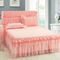 [러빙랩] 에스티나 공주풍 침대커버 매트리스커버 퀸 150X200cm, 색상:아이보리