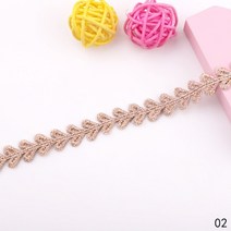 의류 부자재 물결 곡선 자바라 레이스 테이프 2 야드 골드 라인 작은 꽃잎 데이지 자수 트림 리본 액세서리 diy 뜨개질 수제 바느질 칼라, 02