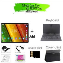 새로운 10.1 인치 태블릿 2.5d 스틸 스크린 안드로이드 9.0 태블릿 3g 전화 64gb rom 블루투스 4.0 wi-fi 태블릿 pc 럭셔리 선물, 번들 5, 협력사, 파란색