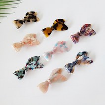 프랑스핀 호피 마블 스카프 리본 옆머리 앞머리 헤어 집게핀