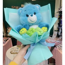 풀오브러브 케어베어 인형 꽃다발 졸업식 입학식 기념일 수료식 축하꽃다발, 민트